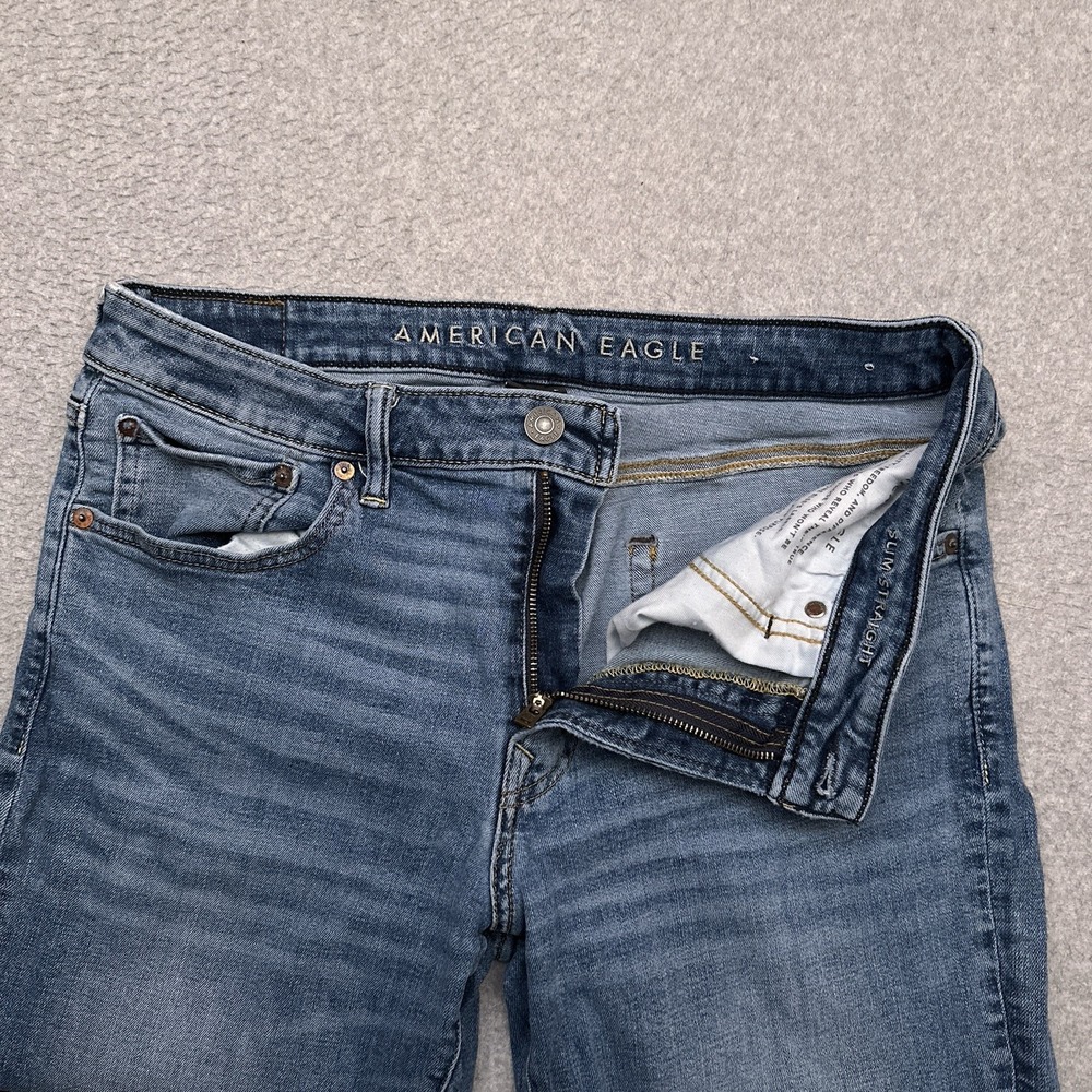 American Eagle Jeans Men's 33x29* Slim Straight Medium Wash Denim Airflex Plus - Picture 2 of 10